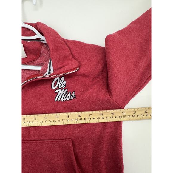 League Collegiate Womens Sweatshirt Size Small Ole Miss Red 1/4 Zip Pullover - Picture 8 of 11